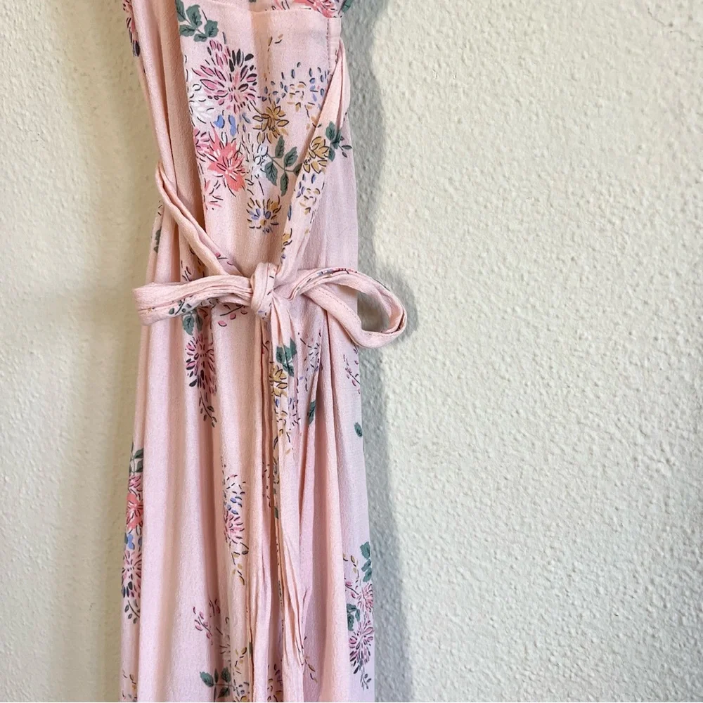 GAP Pale Pink Floral Wrap Midi Dress